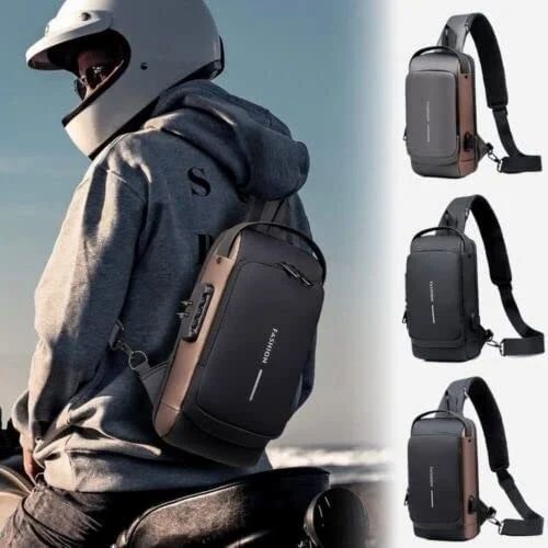 “Premium Waterproof Travel Sling Bag | Anti-Theft Crossbody Bag with USB Charging Port”