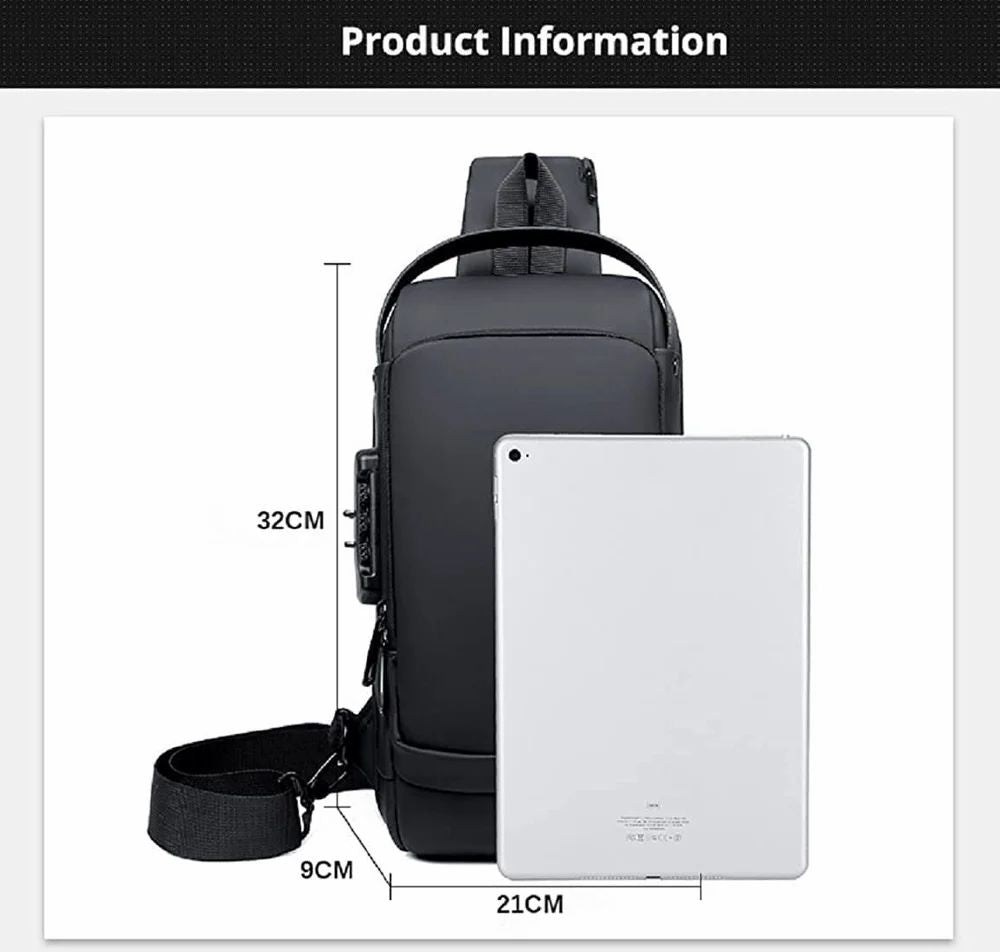 “Premium Waterproof Travel Sling Bag | Anti-Theft Crossbody Bag with USB Charging Port”