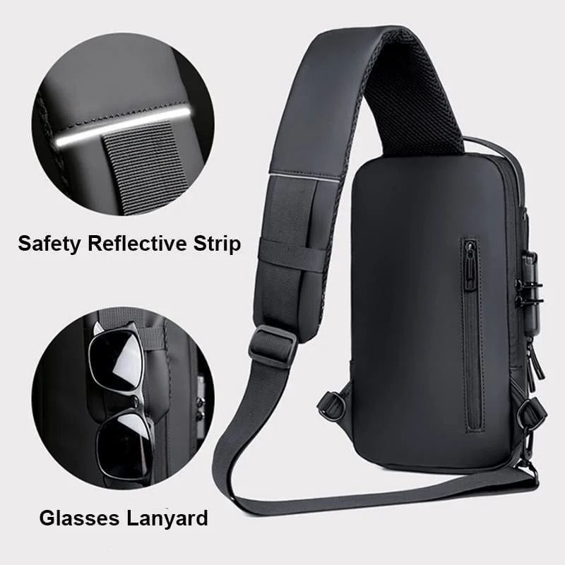 “Premium Waterproof Travel Sling Bag | Anti-Theft Crossbody Bag with USB Charging Port”