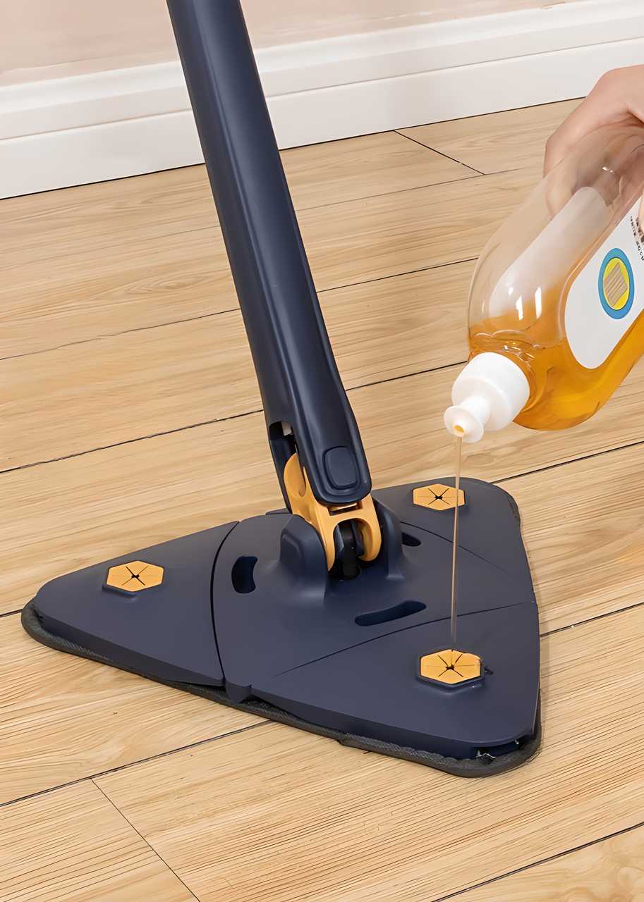 Multi-Purpose 360° Rotatable Triangle Mop | Adjustable Handle & Push-Pull Squeeze Design (Stainless Steel Handle)