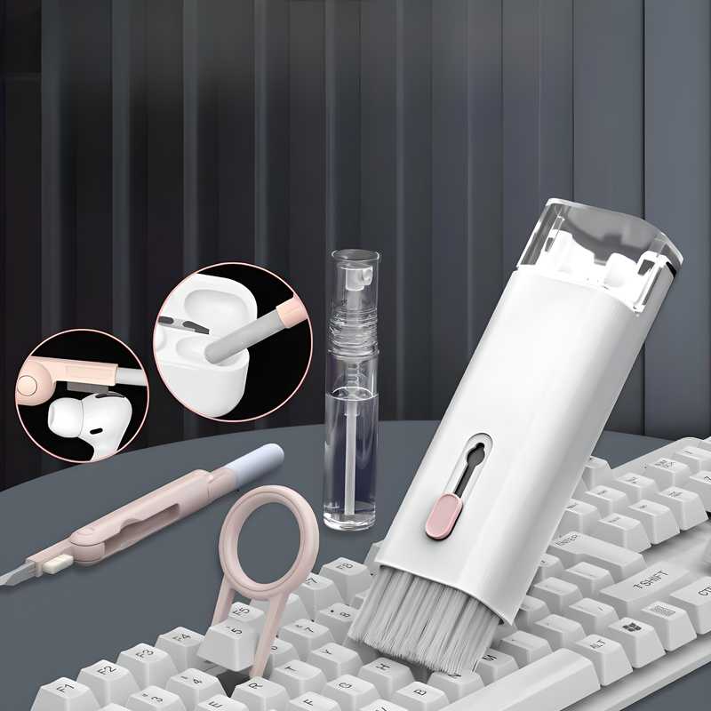 Multifunctional electronic 7 in 1 cleaning kit with brush, tools for AirPods, keyboards, laptops, phones, and monitors. Perfect for thorough and easy device cleaning.