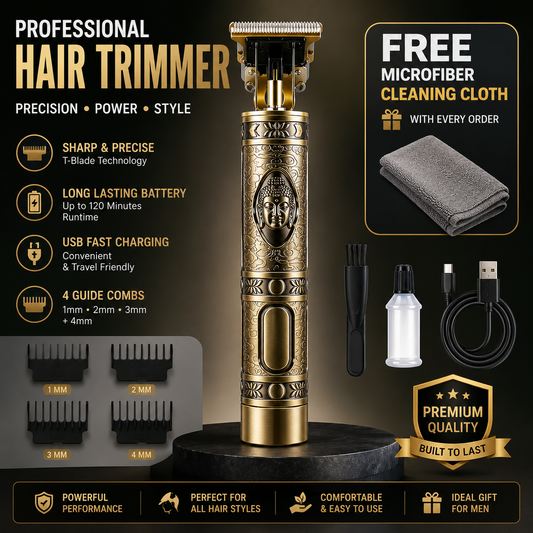 Professional Vintage Hair Trimmer with FREE Microfiber Cleaning Cloth