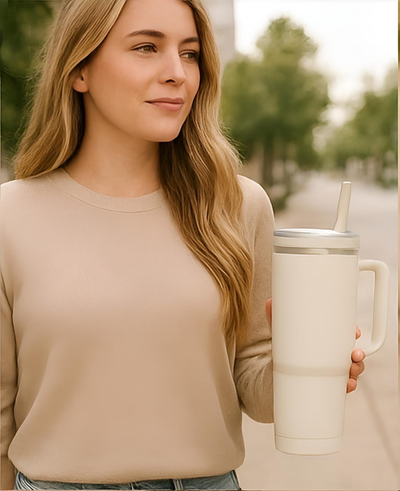 Large Stainless Steel Insulated Tumbler | 1.2L Travel Mug with Handle & Straw – Hot & Cold
