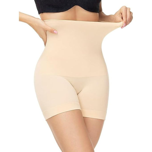 High-Waisted Tummy Control Shapewear Shorts for Women – Seamless, Invisible Under Clothing, Anti-Roll Design (Fits Waist : 28 to 40 Inch)