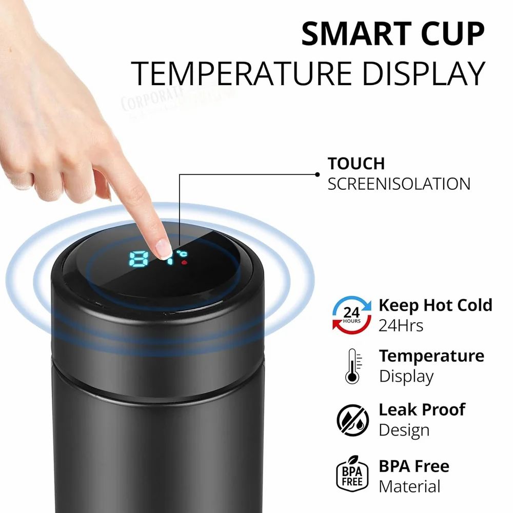 Smart LED Temperature Display Flask | Vacuum Insulated Stainless Steel Hot & Cold Bottle (500ml)