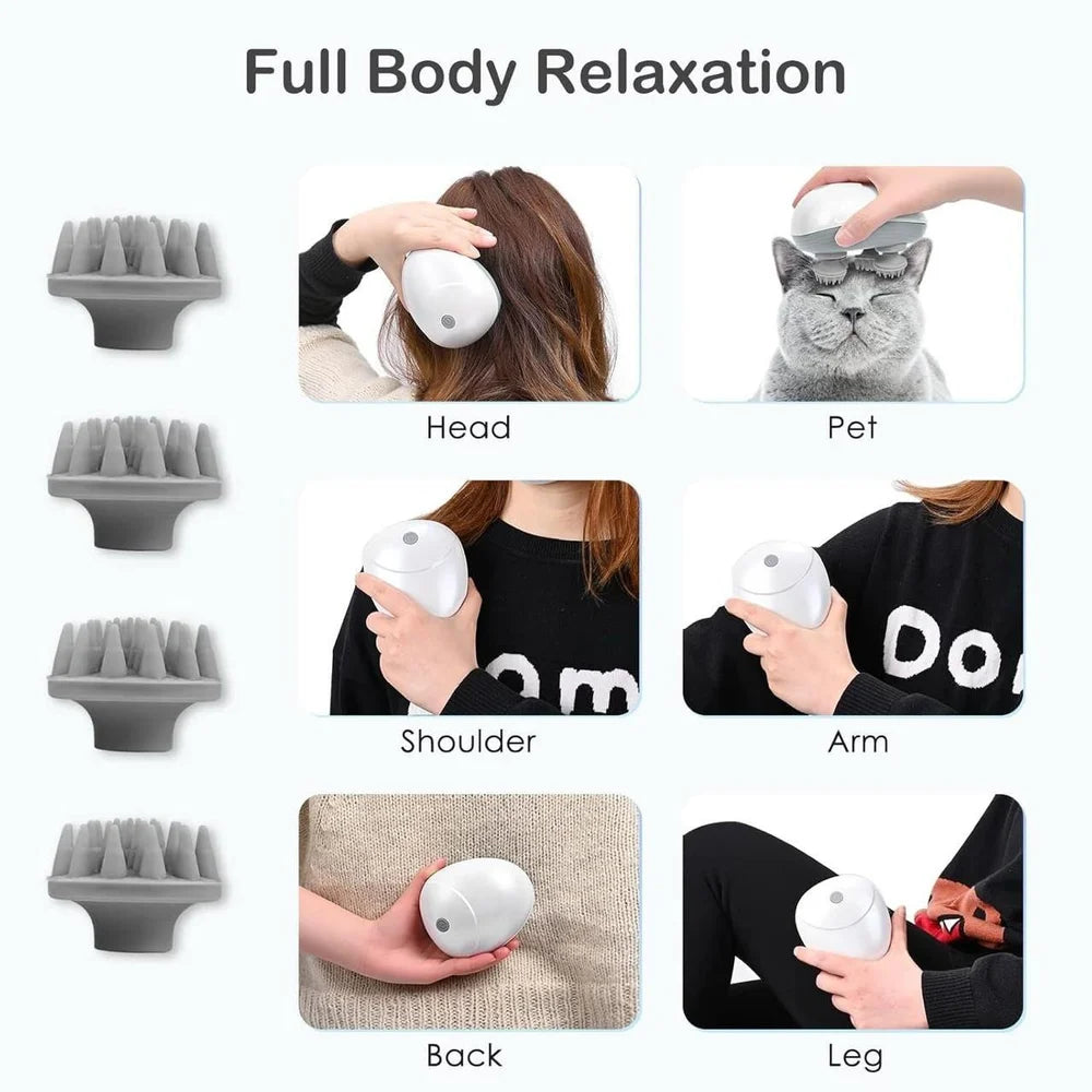 Smart Electric Scalp Massager for Hair Growth & Relaxation – Rechargeable, Portable & Pet-Friendly