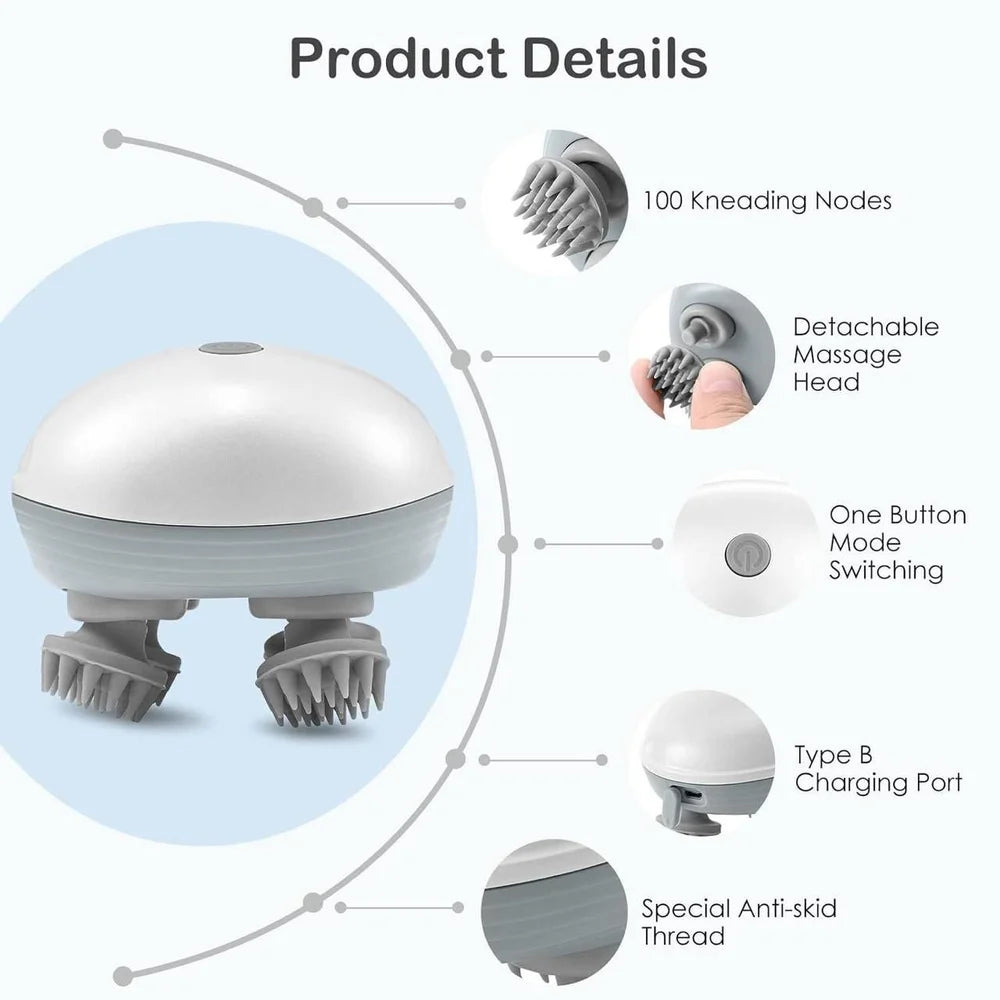 Smart Electric Scalp Massager for Hair Growth & Relaxation – Rechargeable, Portable & Pet-Friendly