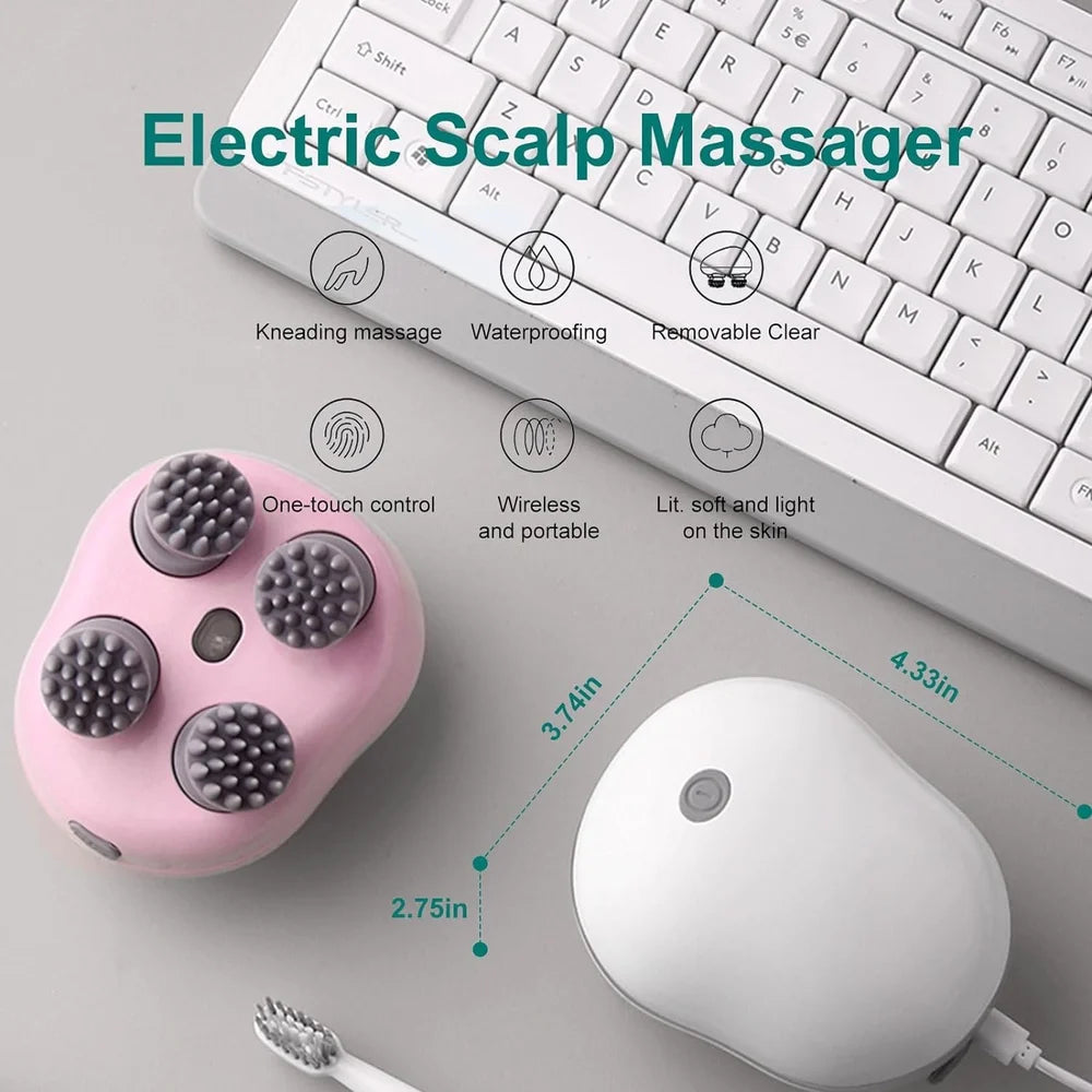 Smart Electric Scalp Massager for Hair Growth & Relaxation – Rechargeable, Portable & Pet-Friendly