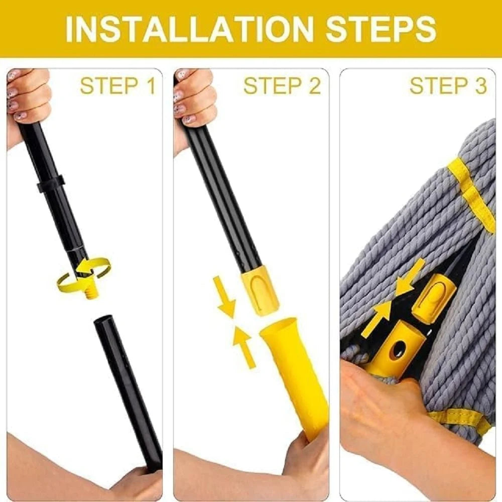 Self-Twisting Spin Mop with Microfiber Head – Hands-Free Cleaning, Adjustable Handle