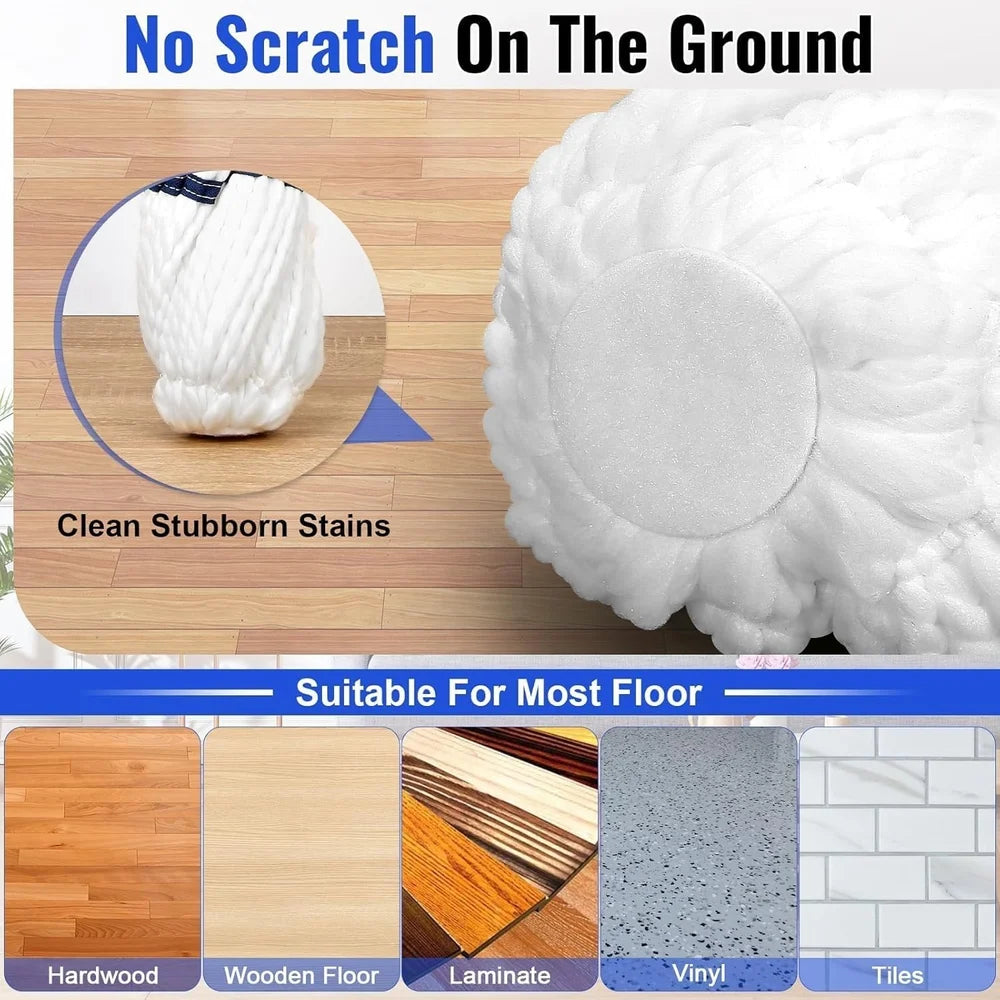 Self-Twisting Spin Mop with Microfiber Head – Hands-Free Cleaning, Adjustable Handle