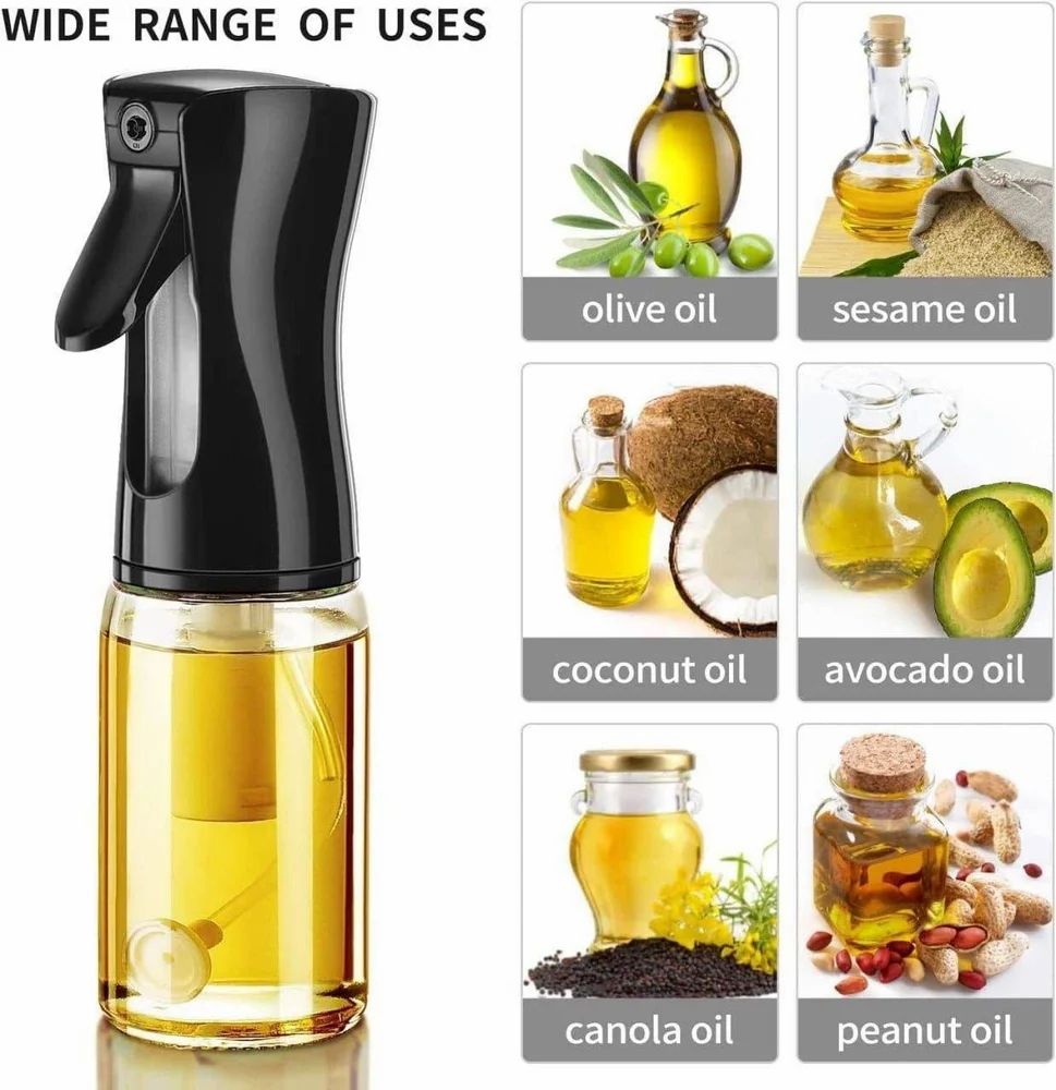 Premium Glass Oil Sprayer Bottle for Cooking | Refillable Olive Oil Dispenser with Plastic Head for Kitchen, Air Fryer & BBQ