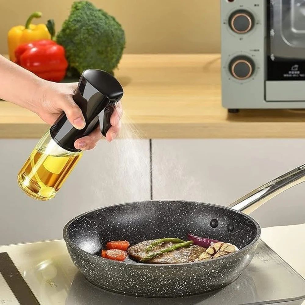 Premium Glass Oil Sprayer Bottle for Cooking | Refillable Olive Oil Dispenser with Plastic Head for Kitchen, Air Fryer & BBQ