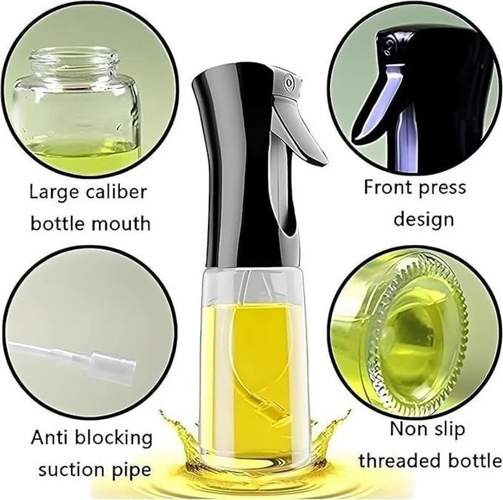 Premium Glass Oil Sprayer Bottle for Cooking | Refillable Olive Oil Dispenser with Plastic Head for Kitchen, Air Fryer & BBQ