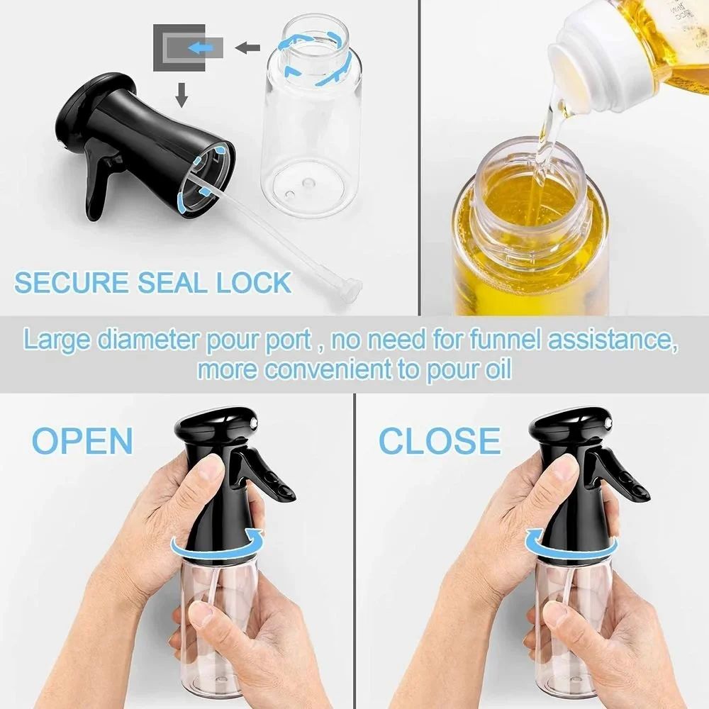 Premium Glass Oil Sprayer Bottle for Cooking | Refillable Olive Oil Dispenser with Plastic Head for Kitchen, Air Fryer & BBQ