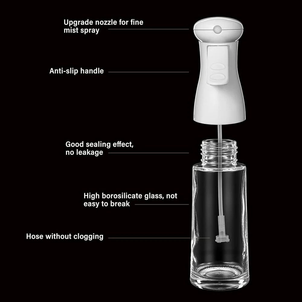 Premium Glass Oil Sprayer Bottle for Cooking | Refillable Olive Oil Dispenser with Plastic Head for Kitchen, Air Fryer & BBQ