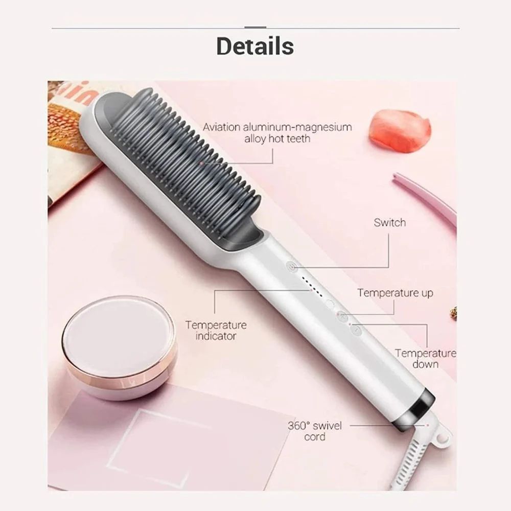 Hair Straightener Comb + 1 FREE Microfiber Hair Wrap Towel (Salon-at-Home Kit)