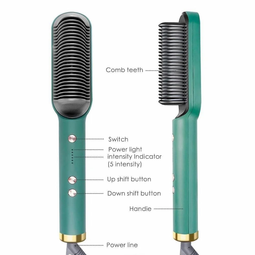 Hair Straightener Comb + 1 FREE Microfiber Hair Wrap Towel (Salon-at-Home Kit)