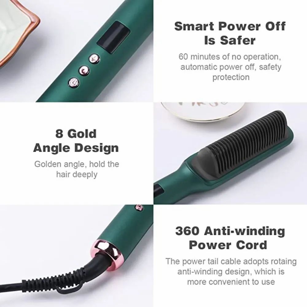 Hair Straightener Comb + 1 FREE Microfiber Hair Wrap Towel (Salon-at-Home Kit)