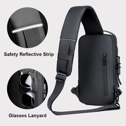 “Premium Waterproof Travel Sling Bag | Anti-Theft Crossbody Bag with USB Charging Port”