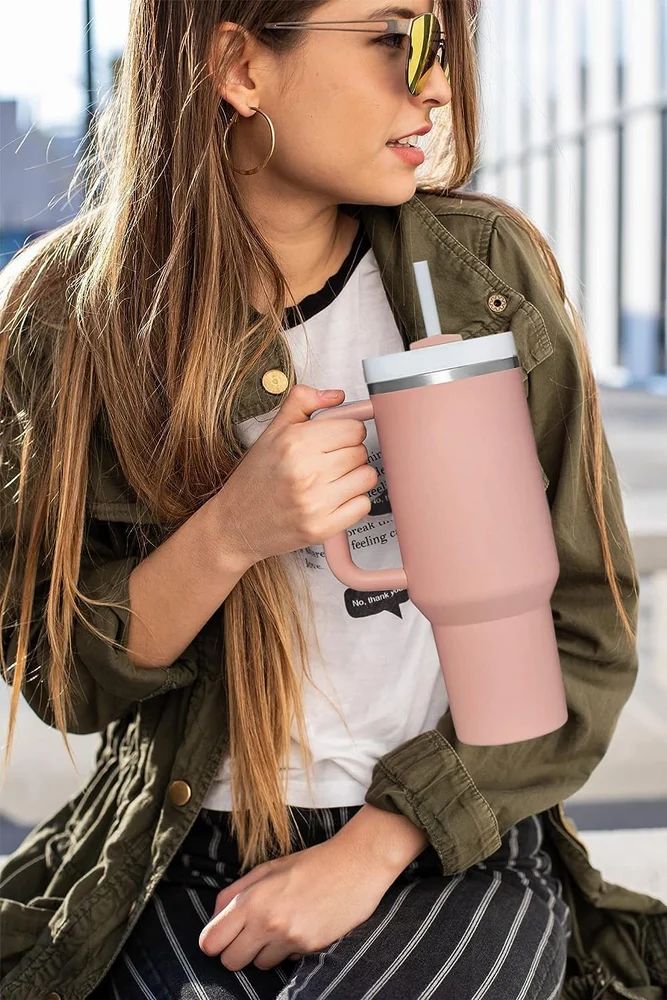 Large Stainless Steel Insulated Tumbler | 1.2L Travel Mug with Handle & Straw – Hot & Cold