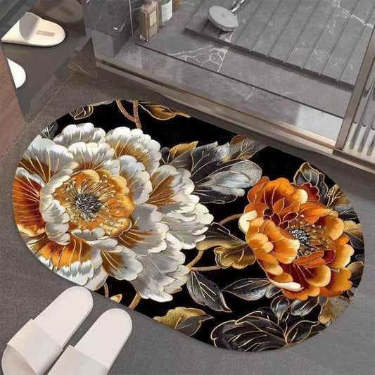 5D Round Floral Printed Anti-Slip Floor Mat – Soft & Durable Decorative Carpet (Multicolor)