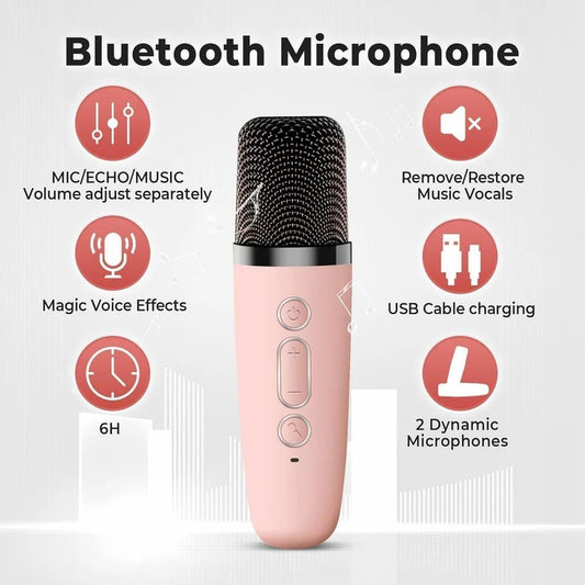 Bluetooth Karaoke Speaker with Wireless Microphone – Portable Music System with RGB Lights