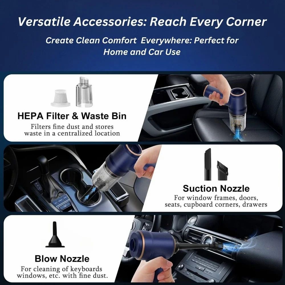 Mini Vacuum Cleaner & Air Duster for Keyboard, Car, Laptop & Electronics – USB Rechargeable