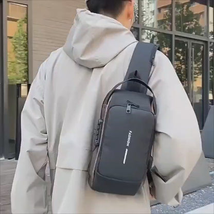 “Premium Waterproof Travel Sling Bag | Anti-Theft Crossbody Bag with USB Charging Port”